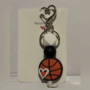 Handmade Basketball Keychain with Heart Charm